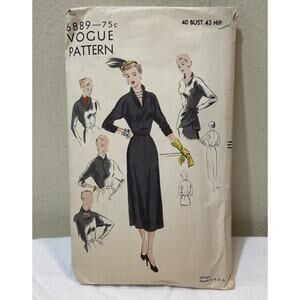 Vogue Pattern #6889-75c Jumper Dress 40 Bust 43 Hip One Piece Dress Uncut